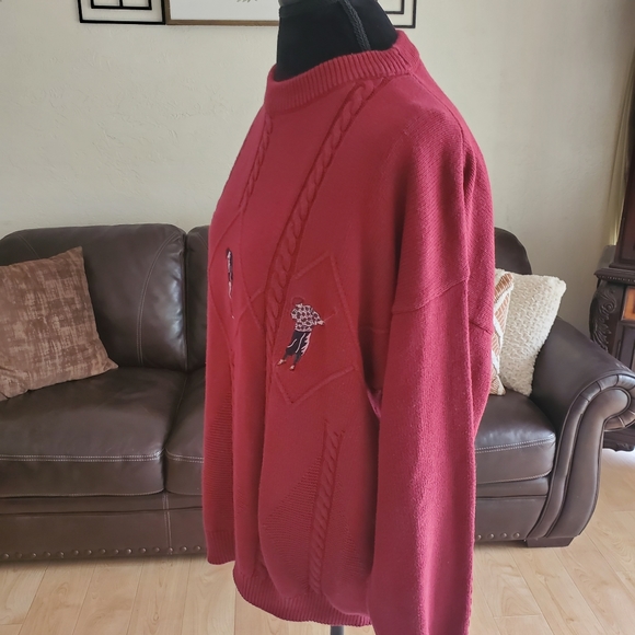 Vintage IZOD Embroidered Red Golf Sweater Size Large 100% Cotton - Picture 5 of 9